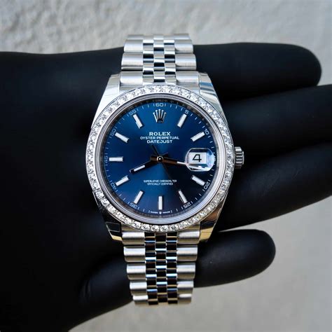 rolex datejust blue diamond|Rolex Datejust diamond bezel aftermarket.